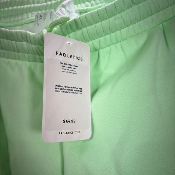 Fabletics Maddie Sweatpants 4X/22-24 Neon Green Fleece Joggers Relaxed Fit NWT - Picture 3 of 7